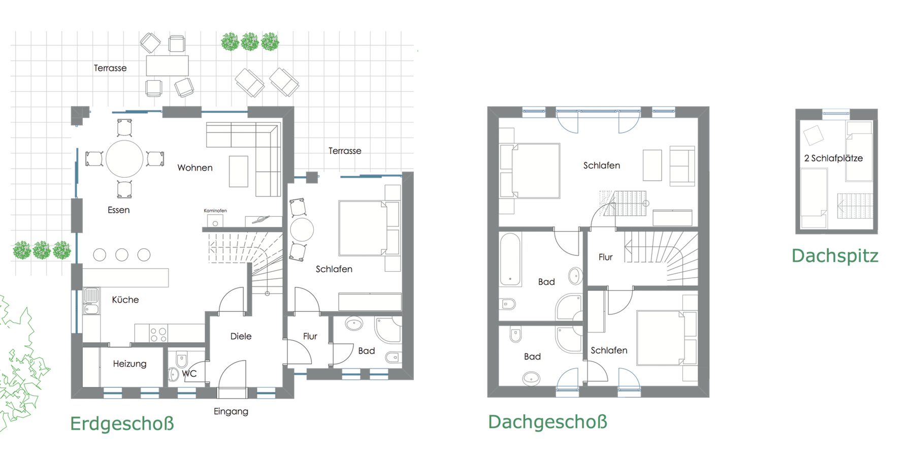 Grundrisse Ferienhaus Kornblume